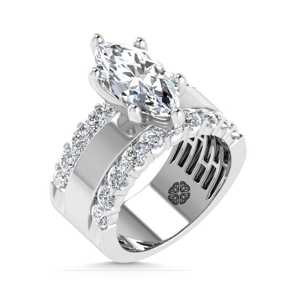 14K White Gold 4 1/2 Ct.Tw. Labgrown Diamond Marquise Shape Machine Ring (IGI CERTIFIED CENTER)