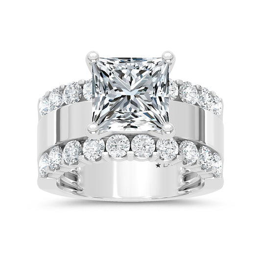 14K White Gold 4 1/2 Ct.Tw. Labgrown Diamond Princess Shape Machine Ring (IGI CERTIFIED CENTER)