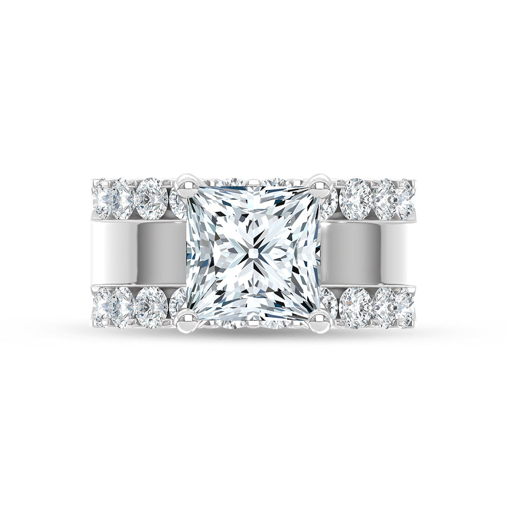 14K White Gold 4 1/2 Ct.Tw. Labgrown Diamond Princess Shape Machine Ring (IGI CERTIFIED CENTER)