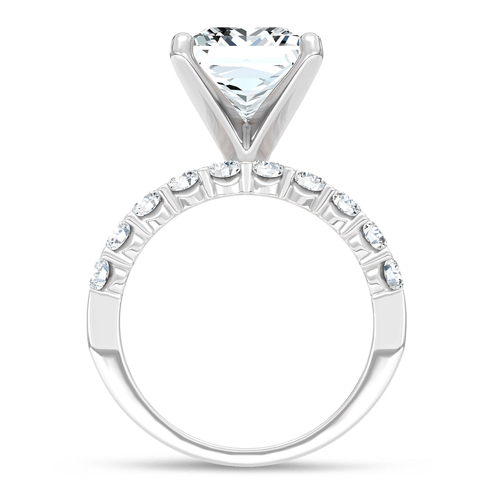 14K White Gold 4 1/2 Ct.Tw. Labgrown Diamond Princess Shape Machine Ring (IGI CERTIFIED CENTER)