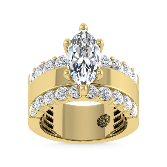 14K Yellow Gold 3 1/2 Ct.Tw. Labgrown Diamond Marquise Shape Engagement Ring (IGI CERTIFIED CENTER)