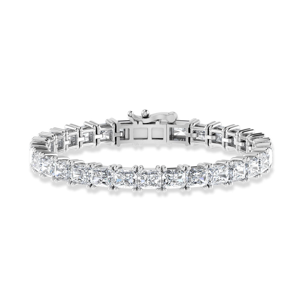 14K White Gold 9 Ct.Tw. Labgrown Diamond Radiant Horizontal Shape Tennis Bracelet