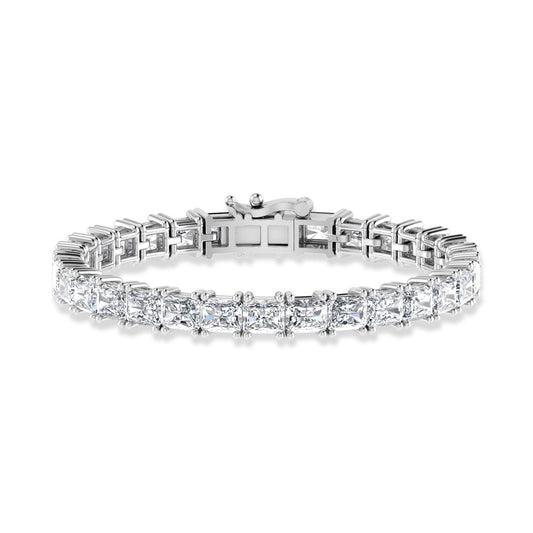 14K White Gold 9 Ct.Tw. Labgrown Diamond Radiant Horizontal Shape Tennis Bracelet