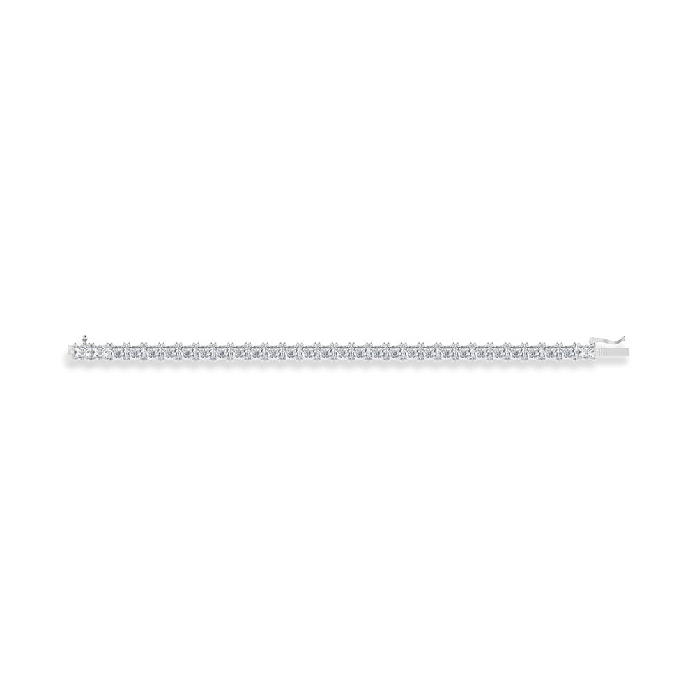 14K White Gold 9 Ct.Tw. Labgrown Diamond Radiant Horizontal Shape Tennis Bracelet