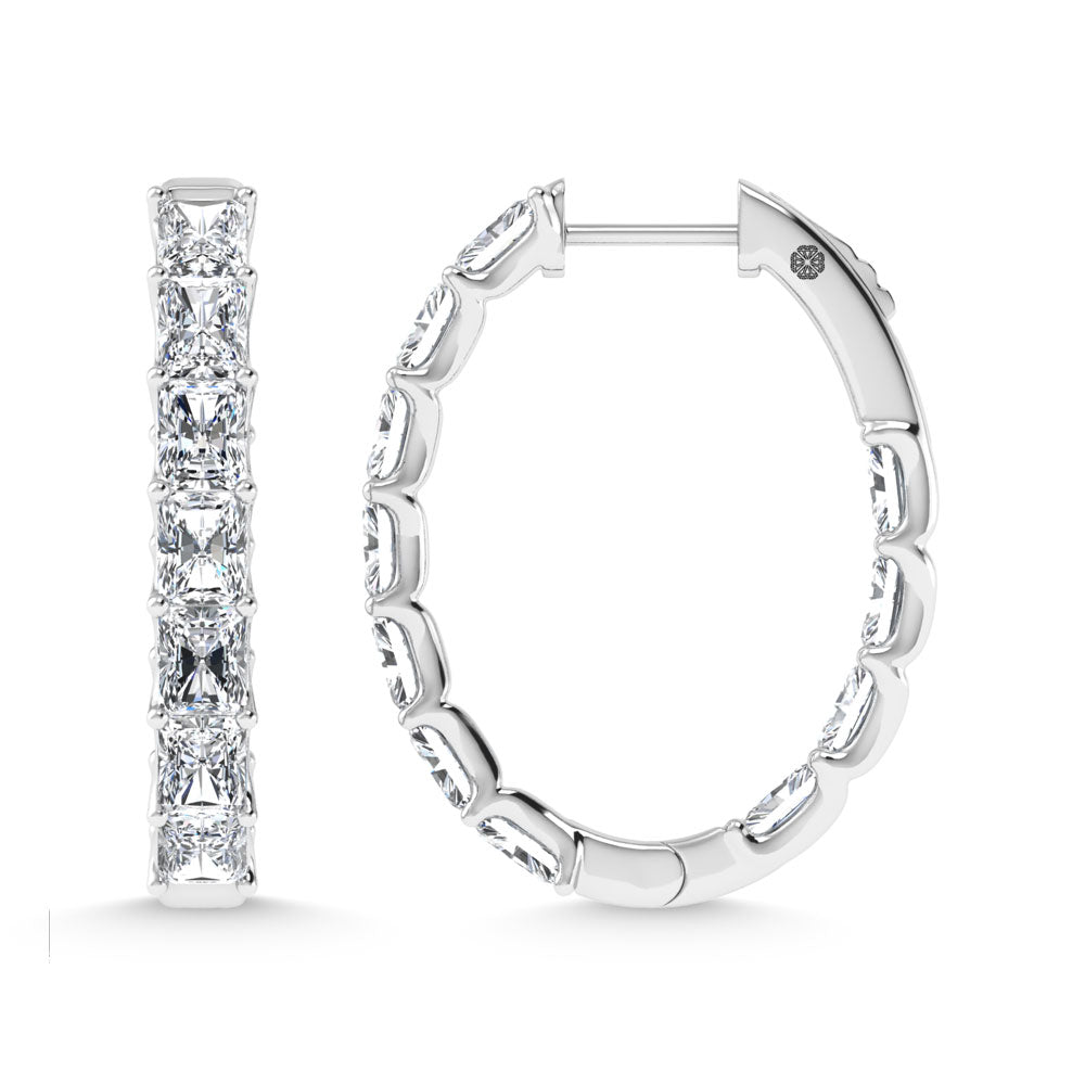 14K White Gold 3 1/2 Ct.Tw. Labgrown Diamond In and Out Vertical Radiant Shape Hoop Earring