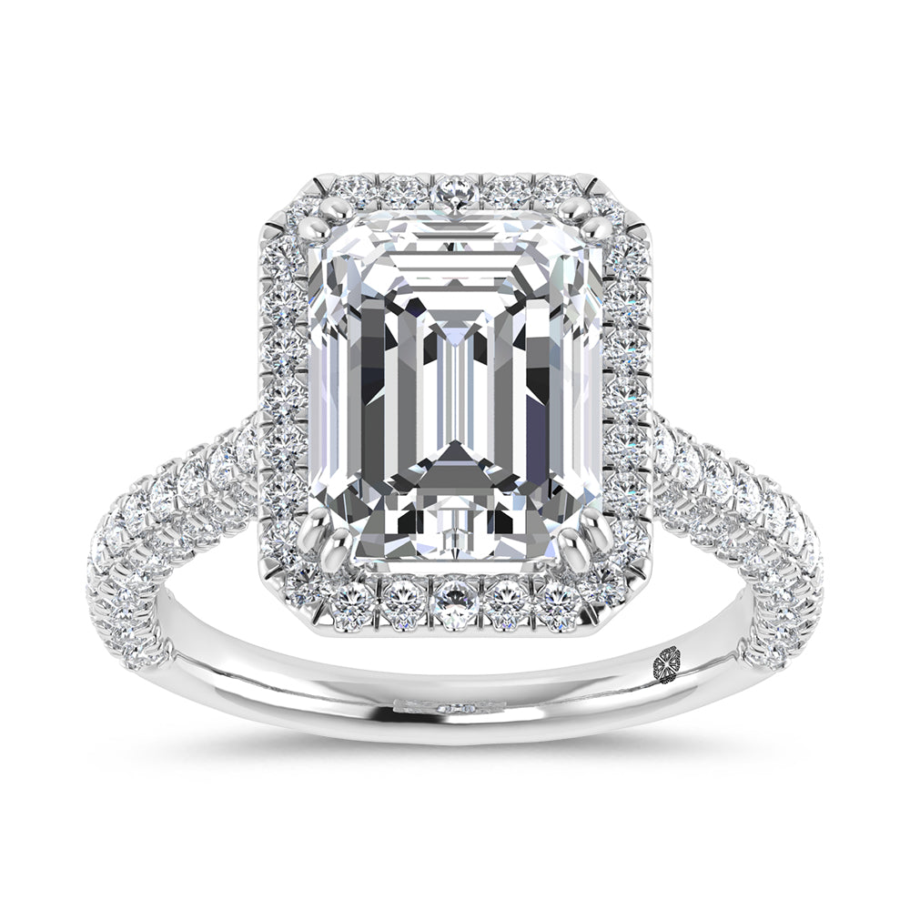 14K White Gold 5 7/8 Ct.Tw. Labgrown Diamond Emerald Engagement Ring