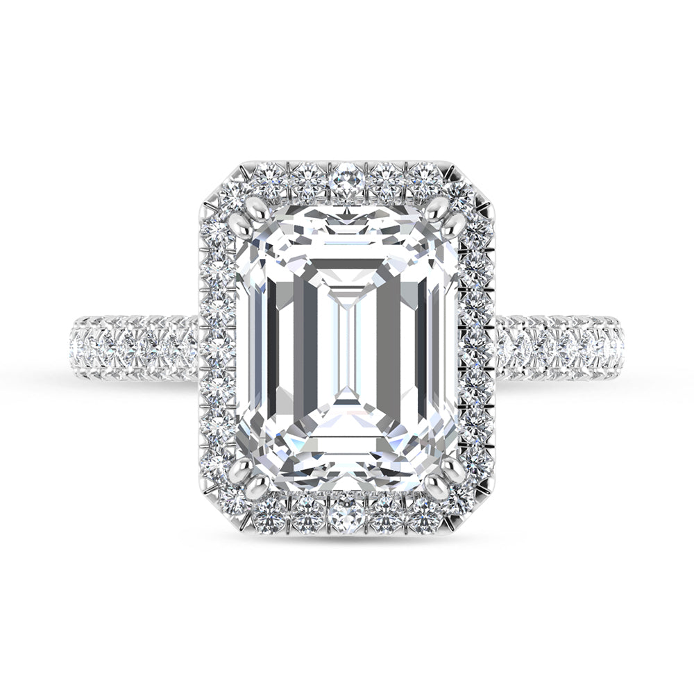 14K White Gold 5 7/8 Ct.Tw. Labgrown Diamond Emerald Engagement Ring