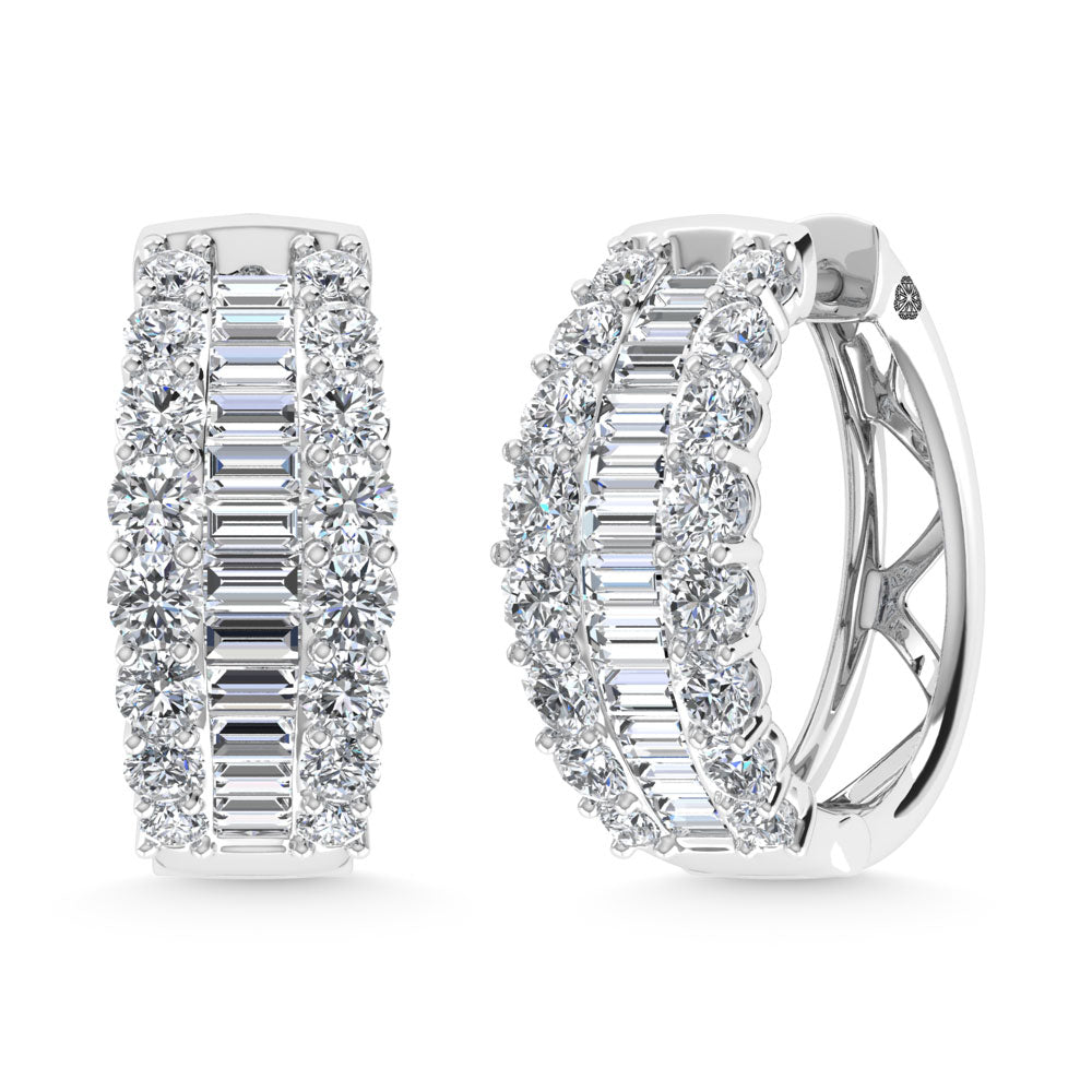 14K White Gold 5 Ct.Tw. Labgrown Diamond Oval Shape Hoop Earring
