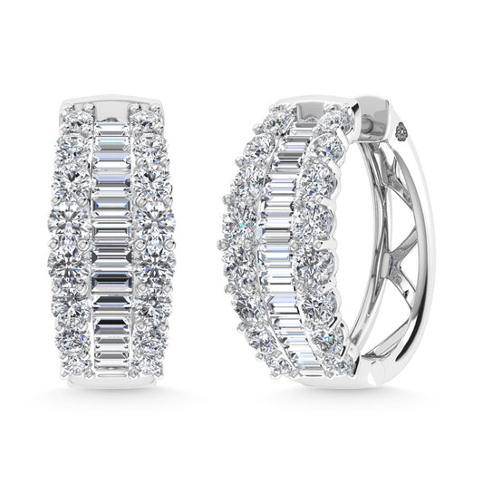 14K White Gold 5 Ct.Tw. Labgrown Diamond Oval Shape Hoop Earring