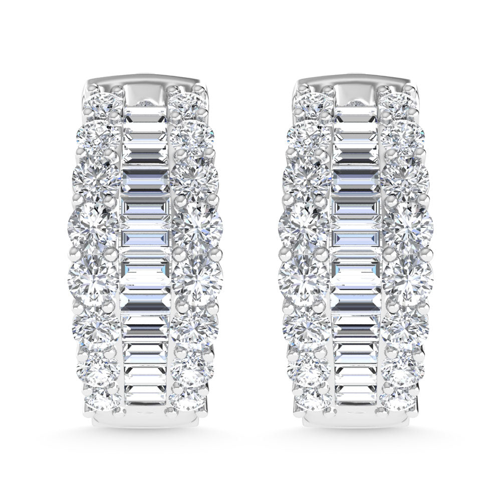 14K White Gold 3 Ct.Tw. Labgrown Diamond Oval Shape Hoop Earring