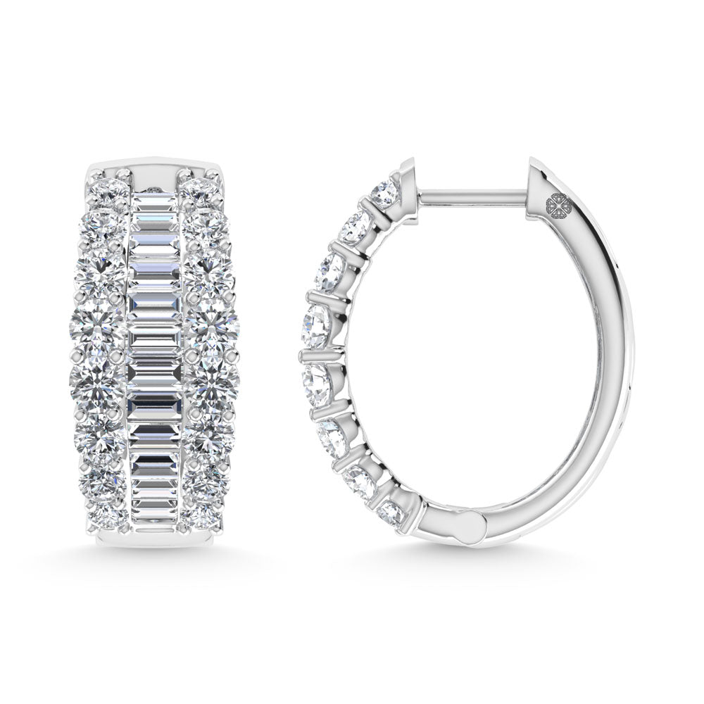 14K White Gold 4 Ct.Tw. Labgrown Diamond Oval Shape Hoop Earring