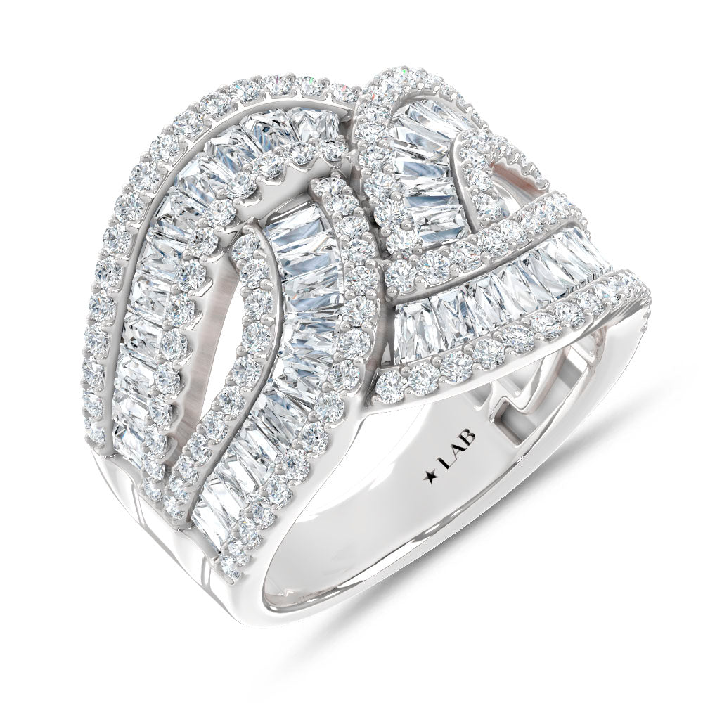14K White Gold Lab Grown Diamond 2 3/8 Ct.Tw. Round and Tapper Fashion Band