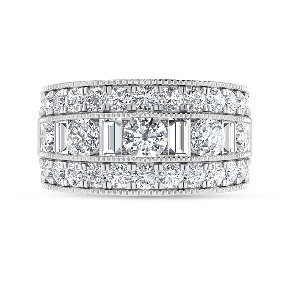 14K White Gold 3 1/8 Ct.Tw. Labgrown Diamond Round and Baguette Fashion Band