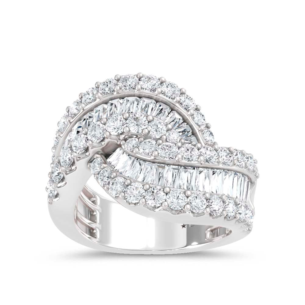 14K White Gold Lab Grown Diamond 2 3/4 Ct.Tw. Round and Baguette Fashion Band