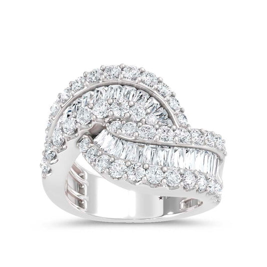 14K White Gold Lab Grown Diamond 2 3/4 Ct.Tw. Round and Baguette Fashion Band