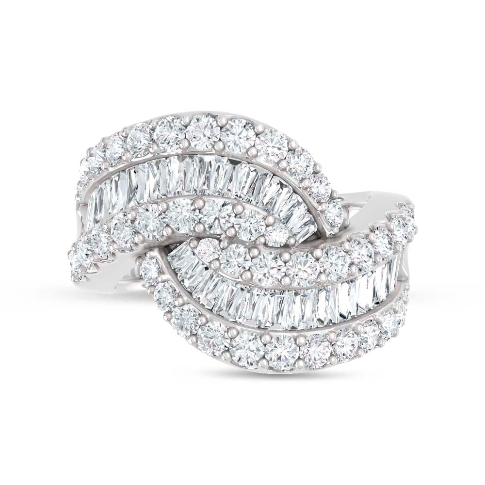14K White Gold Lab Grown Diamond 2 3/4 Ct.Tw. Round and Baguette Fashion Band
