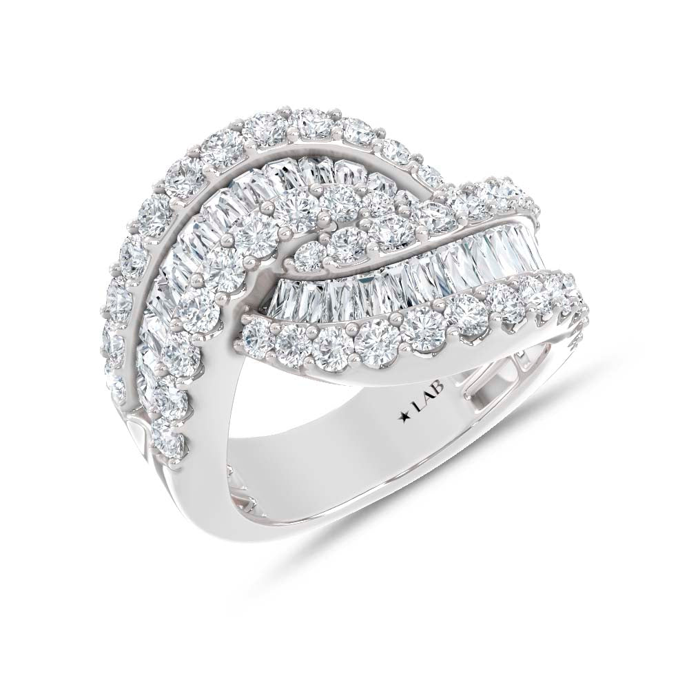 14K White Gold Lab Grown Diamond 2 3/4 Ct.Tw. Round and Baguette Fashion Band