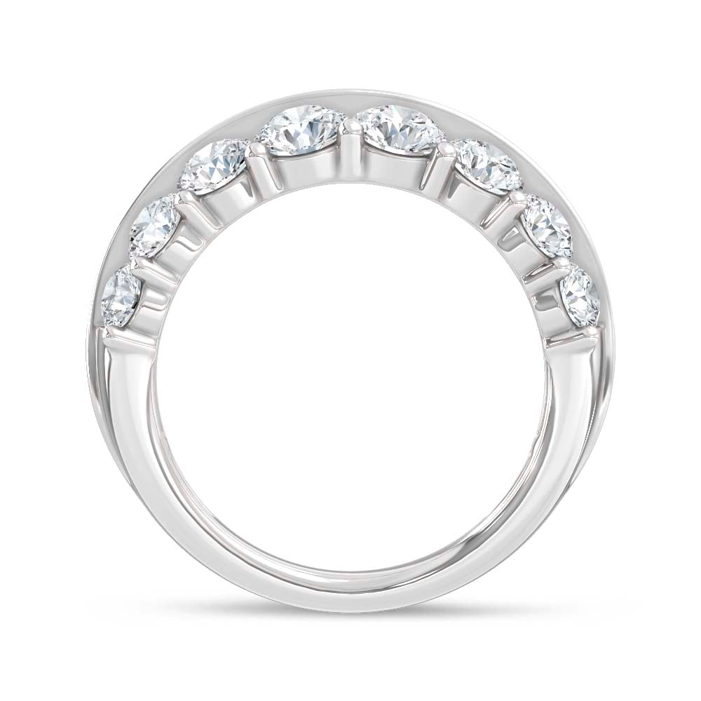 14K White Gold Lab Grown Diamond 3 3/4 Ct.Tw. Round amd Baguette Fashion Band