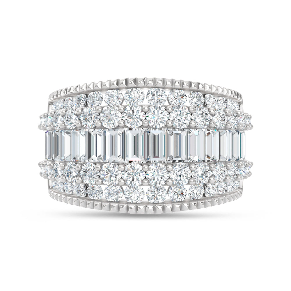 14K White Gold Lab Grown Diamond 2 1/2 Ct.Tw. Round and Baugette Fashion Band