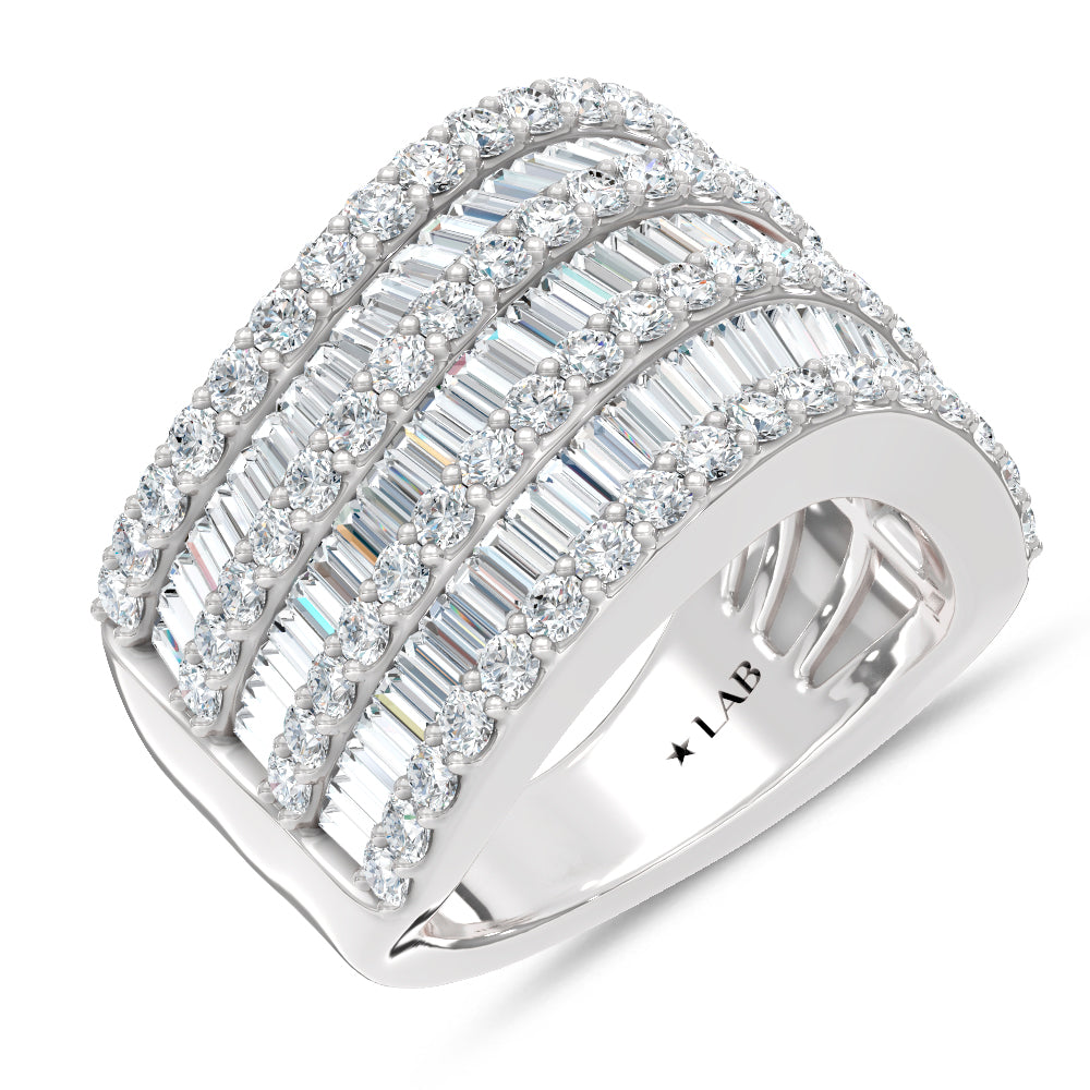 14K White Gold Lab Grown Diamond 2 1/2 Ct.Tw. Round and Tapper Fashion Band