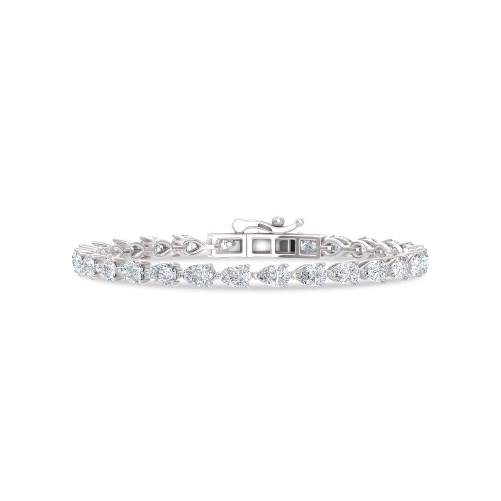 14K White Gold Lab Grown Diamond 10 Ct.Tw. Pear Shape Fancy Bracelet