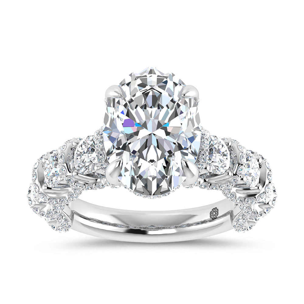 14K White Gold 7 Ct.Tw. Labgrown Diamond Engagement Ring (5ct Center)
