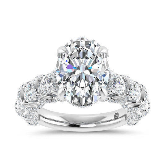14K White Gold 7 Ct.Tw. Labgrown Diamond Engagement Ring (5ct Center)