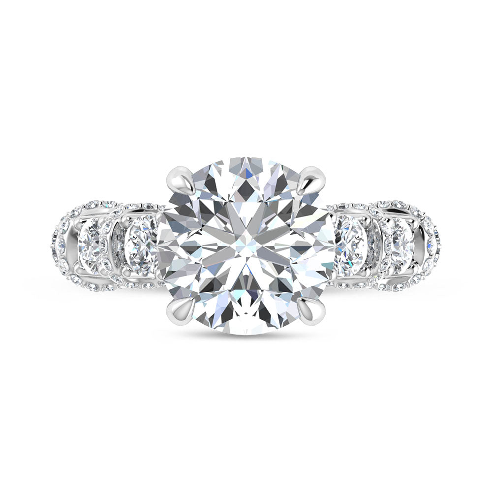 14K White Gold Lab Grown Diamond Round Shape 7 Ct.Tw. Engagement Ring (Center 5 ctw)