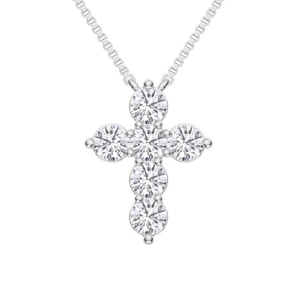 14K White Gold 1 Ct.Tw. Labgrown Diamond Cross Pendant