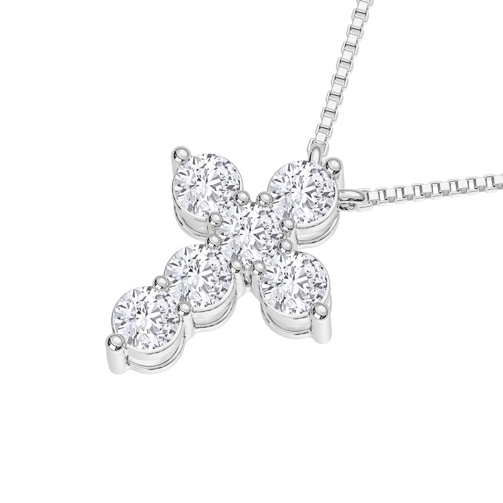 14K White Gold 1 Ct.Tw. Labgrown Diamond Cross Pendant