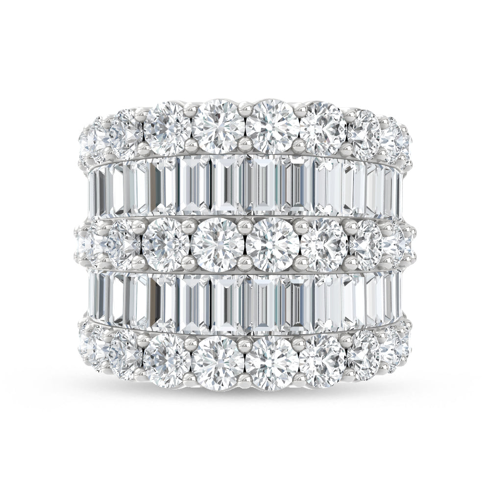 14K White Gold Lab Grown Diamond  8 Ct.Tw. Round and Baguette Fashion Ring