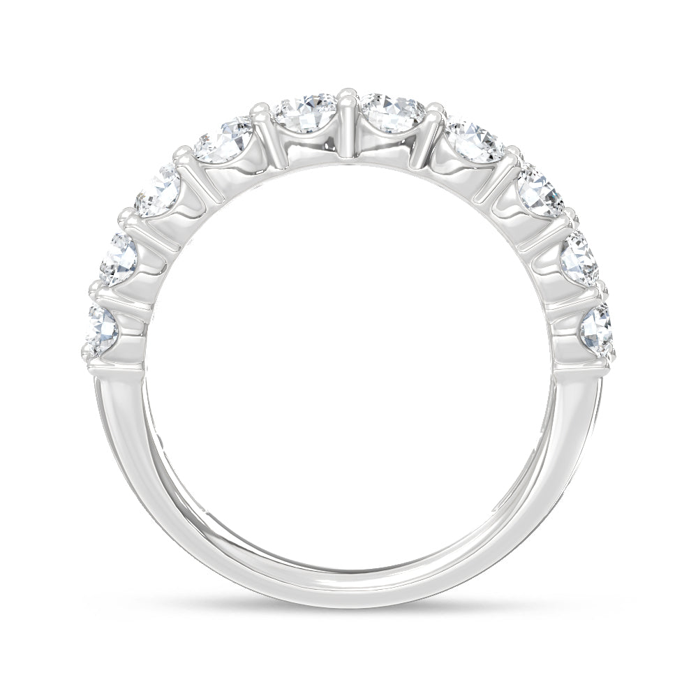14K White Gold Lab Grown Diamond  8 Ct.Tw. Round and Baguette Fashion Ring