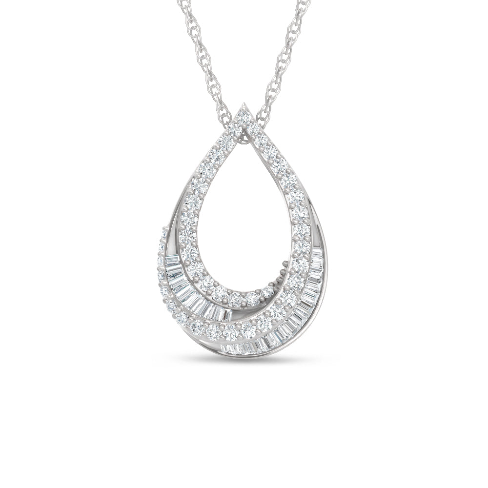 14K White Gold Lab Grown Diamond  2 Ct.Tw. Roud and Tapper Fashion Pendant