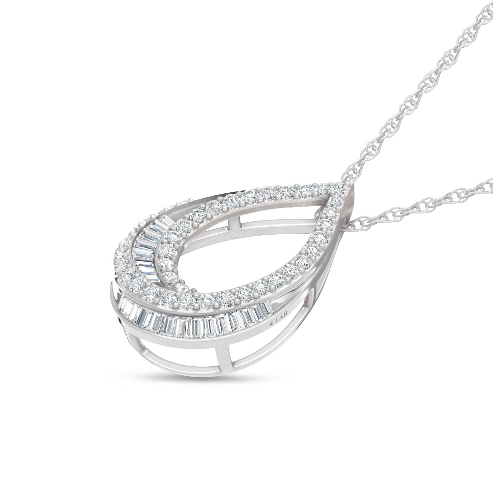 14K White Gold Lab Grown Diamond  2 Ct.Tw. Roud and Tapper Fashion Pendant