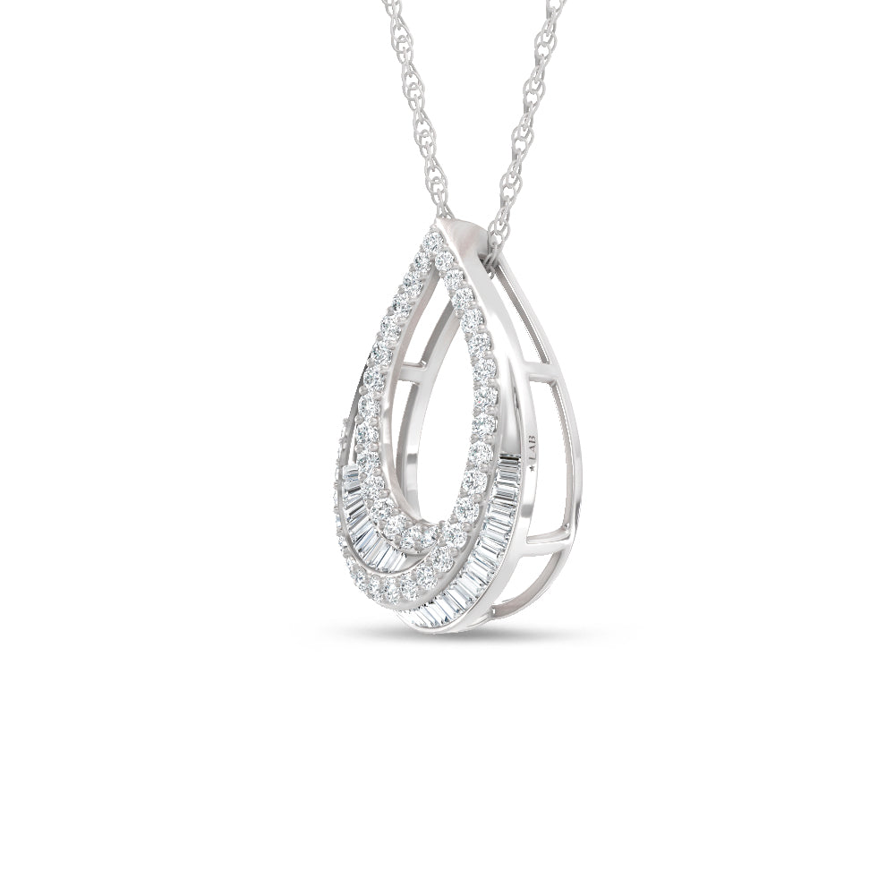 14K White Gold Lab Grown Diamond  2 Ct.Tw. Roud and Tapper Fashion Pendant
