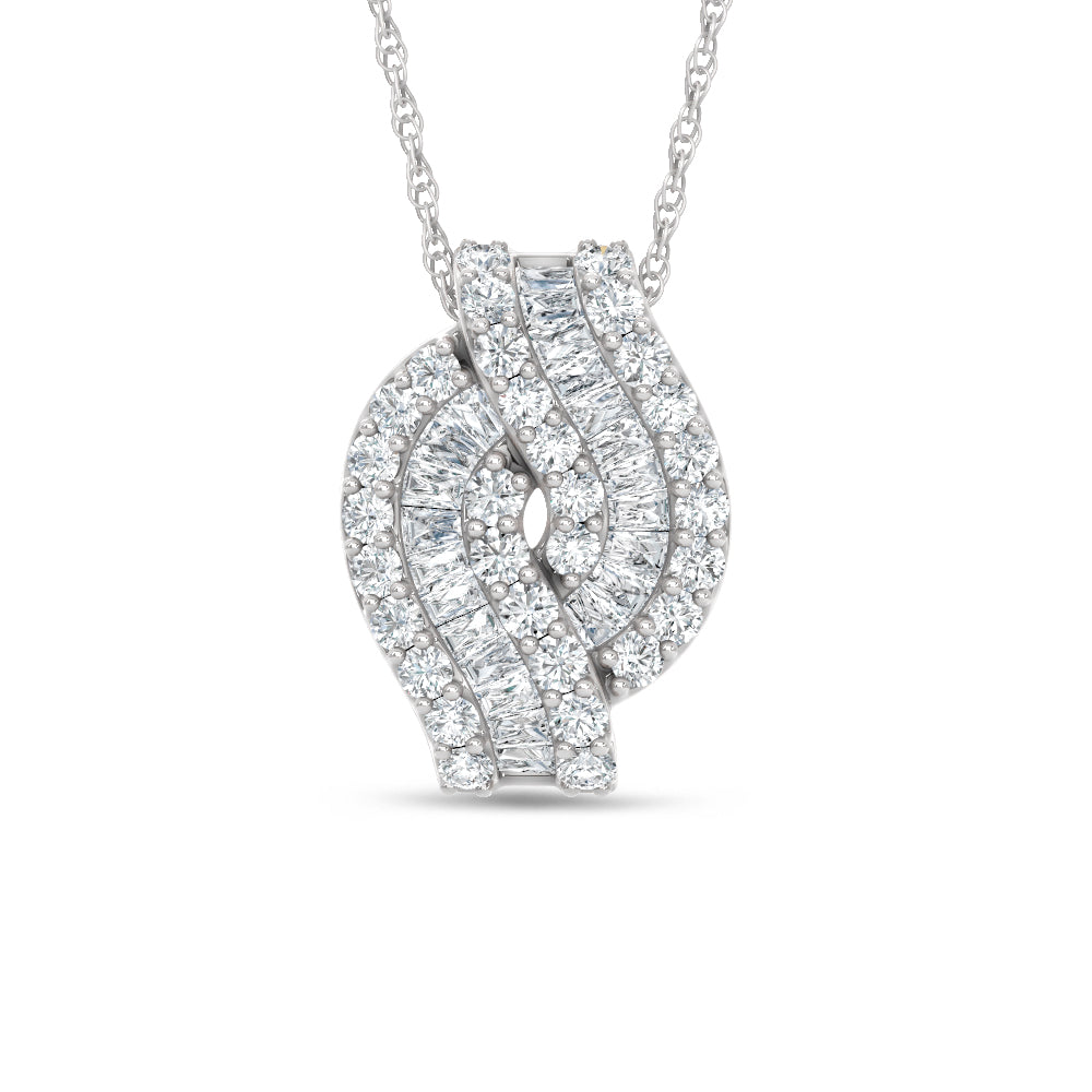 14K White Gold Lab Grown Diamond  1 1/2 Ct.Tw. Roud and Tapper Fashion Pendant