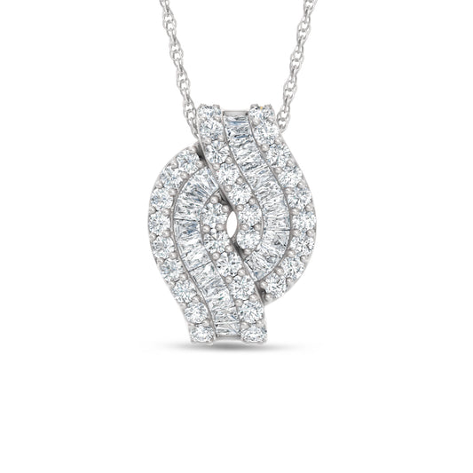 14K White Gold Lab Grown Diamond  1 1/2 Ct.Tw. Roud and Tapper Fashion Pendant