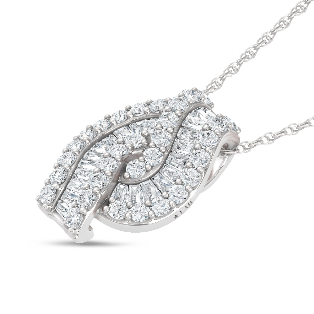 14K White Gold Lab Grown Diamond  1 1/2 Ct.Tw. Roud and Tapper Fashion Pendant