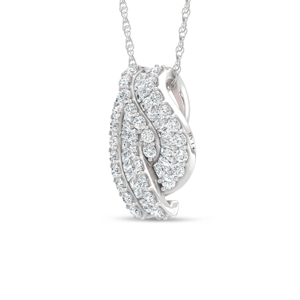 14K White Gold Lab Grown Diamond  1 1/2 Ct.Tw. Roud and Tapper Fashion Pendant