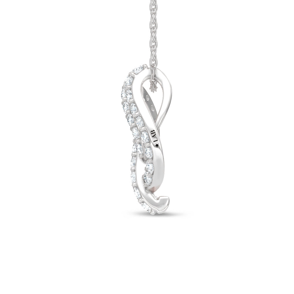 14K White Gold Lab Grown Diamond  1 1/2 Ct.Tw. Roud and Tapper Fashion Pendant