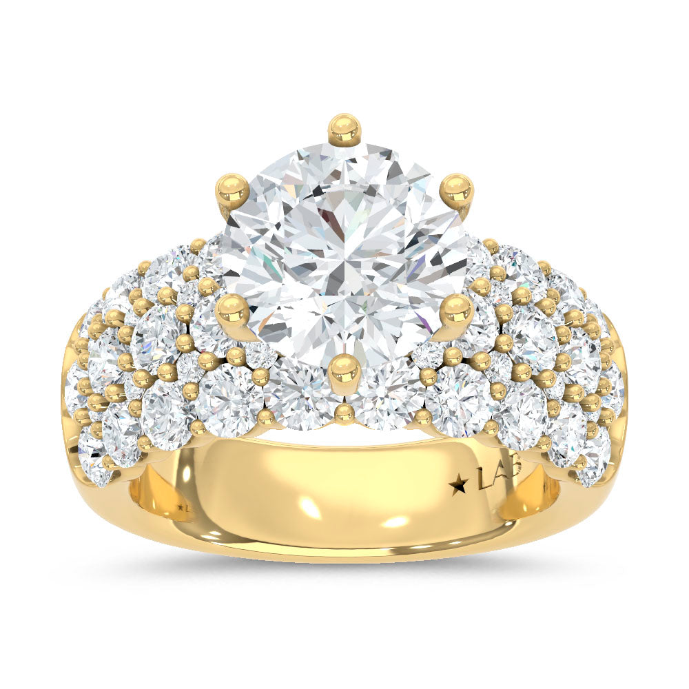 14K Yellow Gold Lab Grown Diamond 5 1/2 Ct.Tw. Round Shape Engagement Ring ( Center 3 ctw)