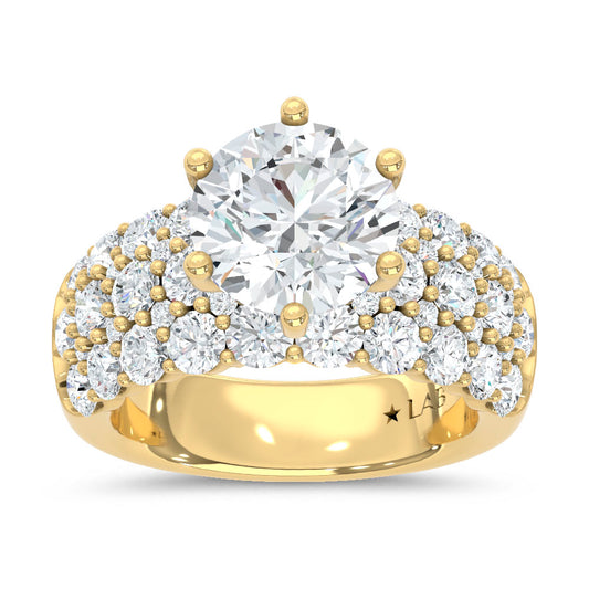 14K Yellow Gold Lab Grown Diamond 5 1/2 Ct.Tw. Round Shape Engagement Ring ( Center 3 ctw)