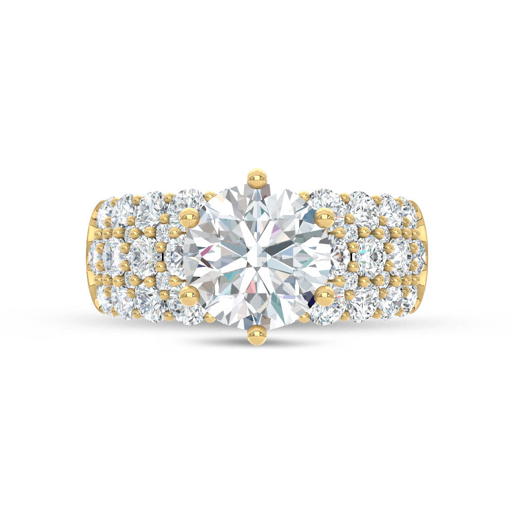 14K Yellow Gold Lab Grown Diamond 5 1/2 Ct.Tw. Round Shape Engagement Ring ( Center 3 ctw)