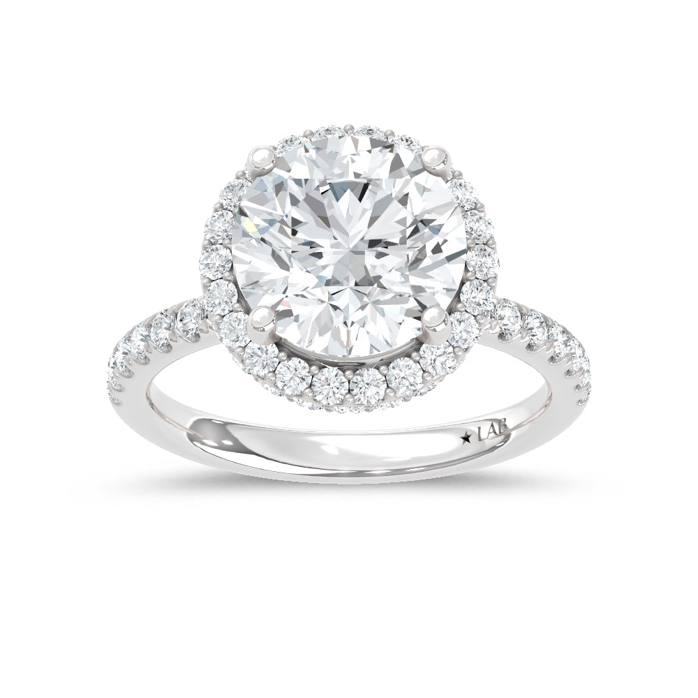 14K White Gold Lab Grown Diamond  5 3/8 Ct.Tw. Halo Engagement Ring (Center Round 4.20ct)