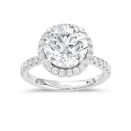 14K White Gold Lab Grown Diamond  5 3/8 Ct.Tw. Halo Engagement Ring (Center Round 4.20ct)