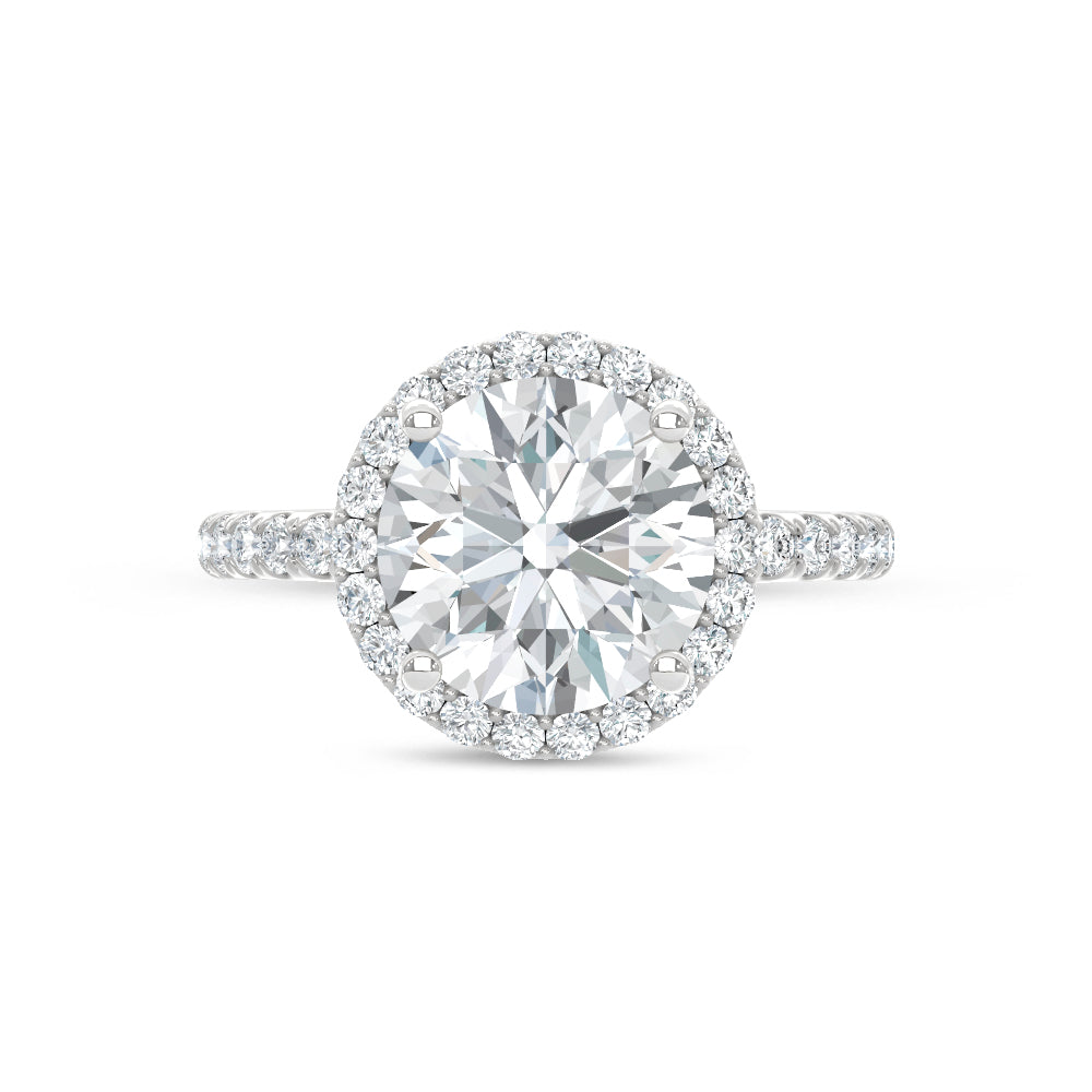 14K White Gold Lab Grown Diamond  5 3/8 Ct.Tw. Halo Engagement Ring (Center Round 4.20ct)