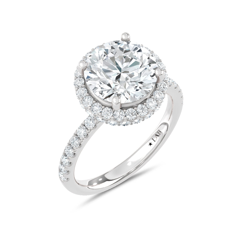 14K White Gold Lab Grown Diamond  5 3/8 Ct.Tw. Halo Engagement Ring (Center Round 4.20ct)