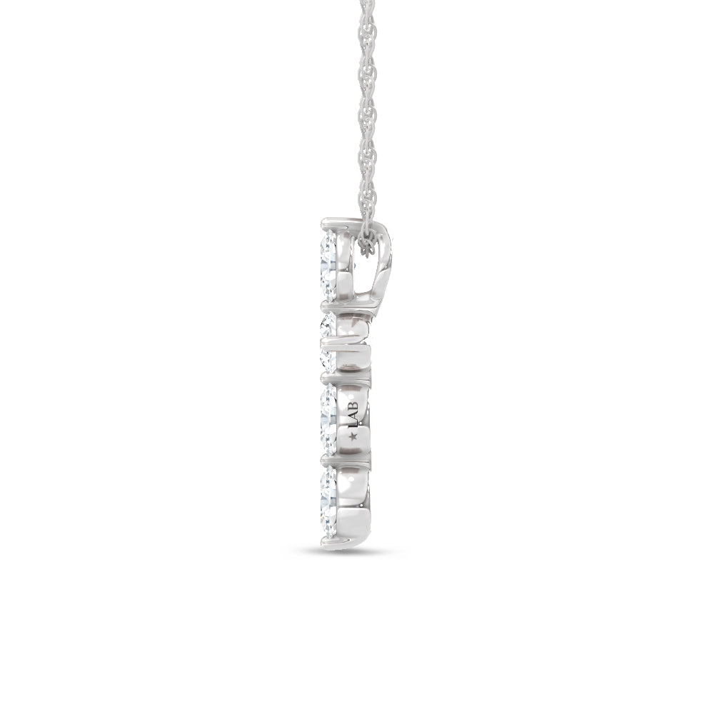 14K White Gold Lab Grown Diamond 1 Ct.Tw. Round and Oval Cross Pendant