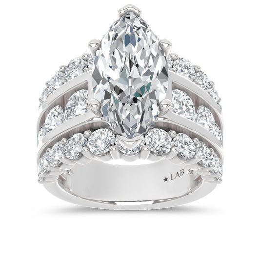 14K White Gold Lab Grown Diamond  9 Ct.Tw. Marquise Shape Engagement Ring