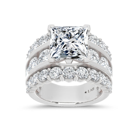 14K White Gold Lab Grown Diamond  9 Ct.Tw. Princess Shape Engagement Ring